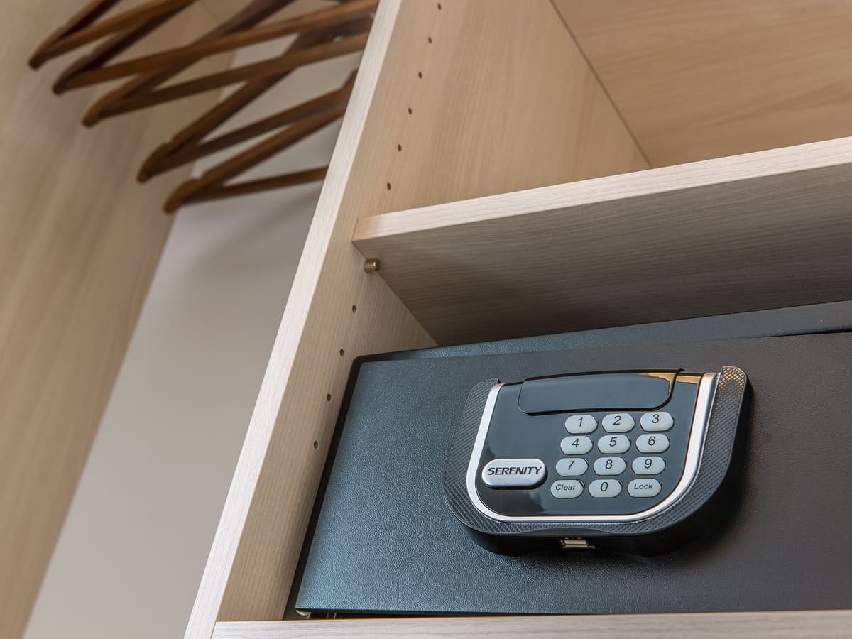 Open safe inside wardrobe