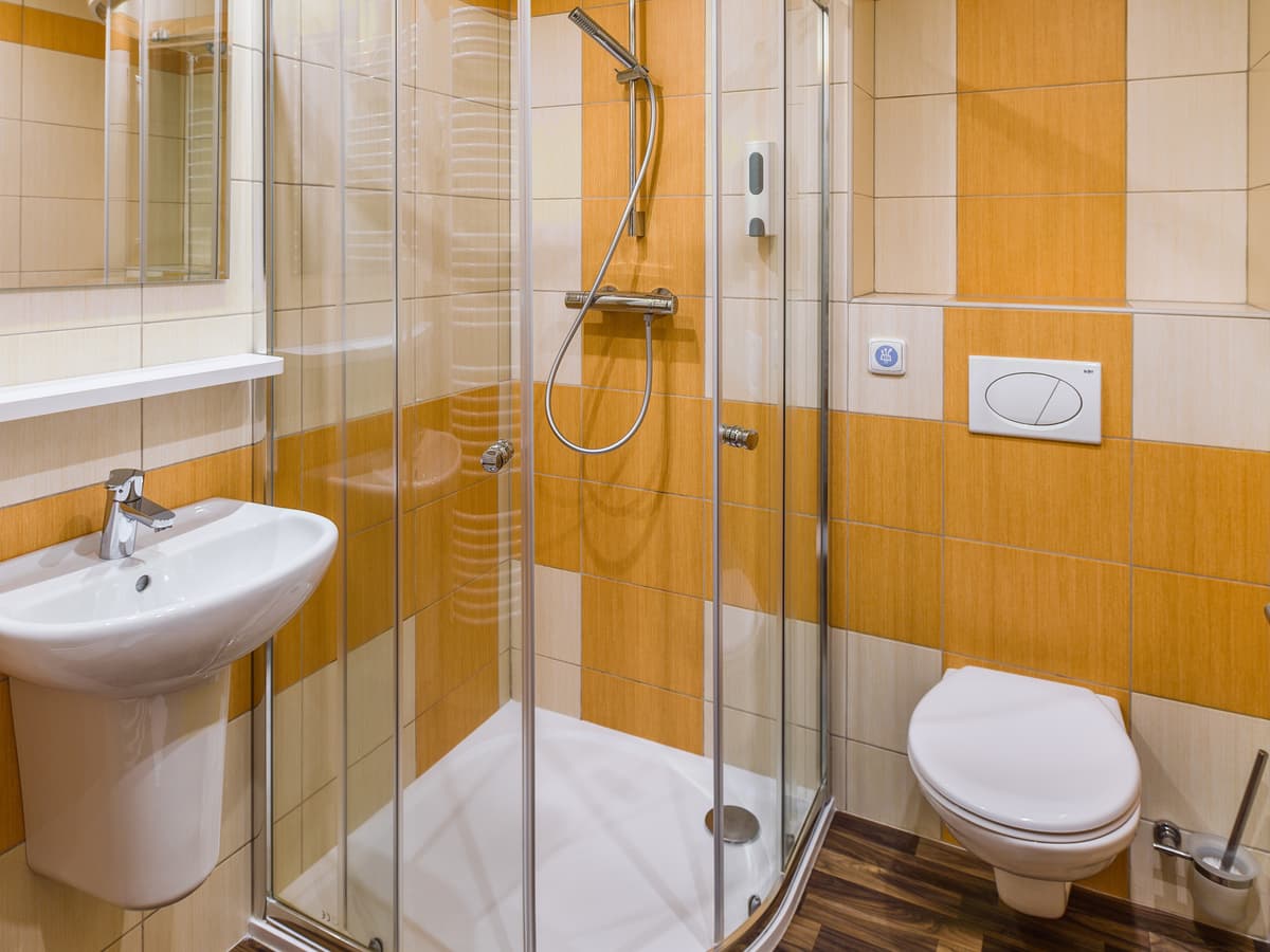 Shower and sink in a modern bathroom