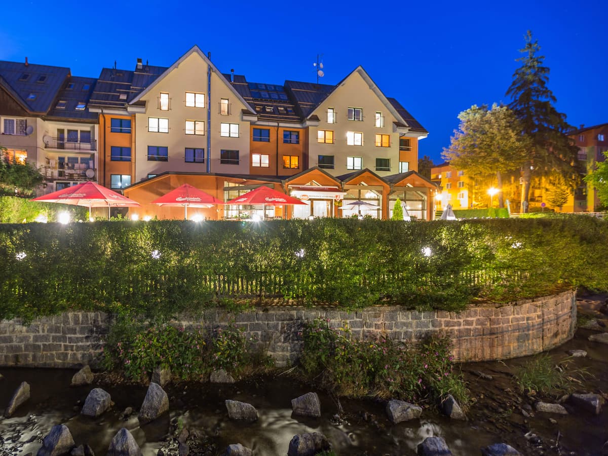 Pension Böhmerwald at night, view across the river
